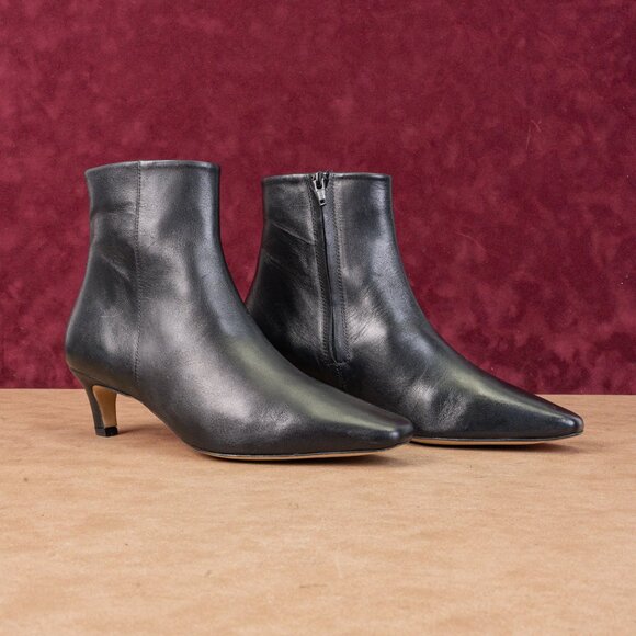 Bibi Lou Women Magda Black Leather Kitten Heel Dress Zip Ankle Boots 10US EUR40 - Picture 1 of 7